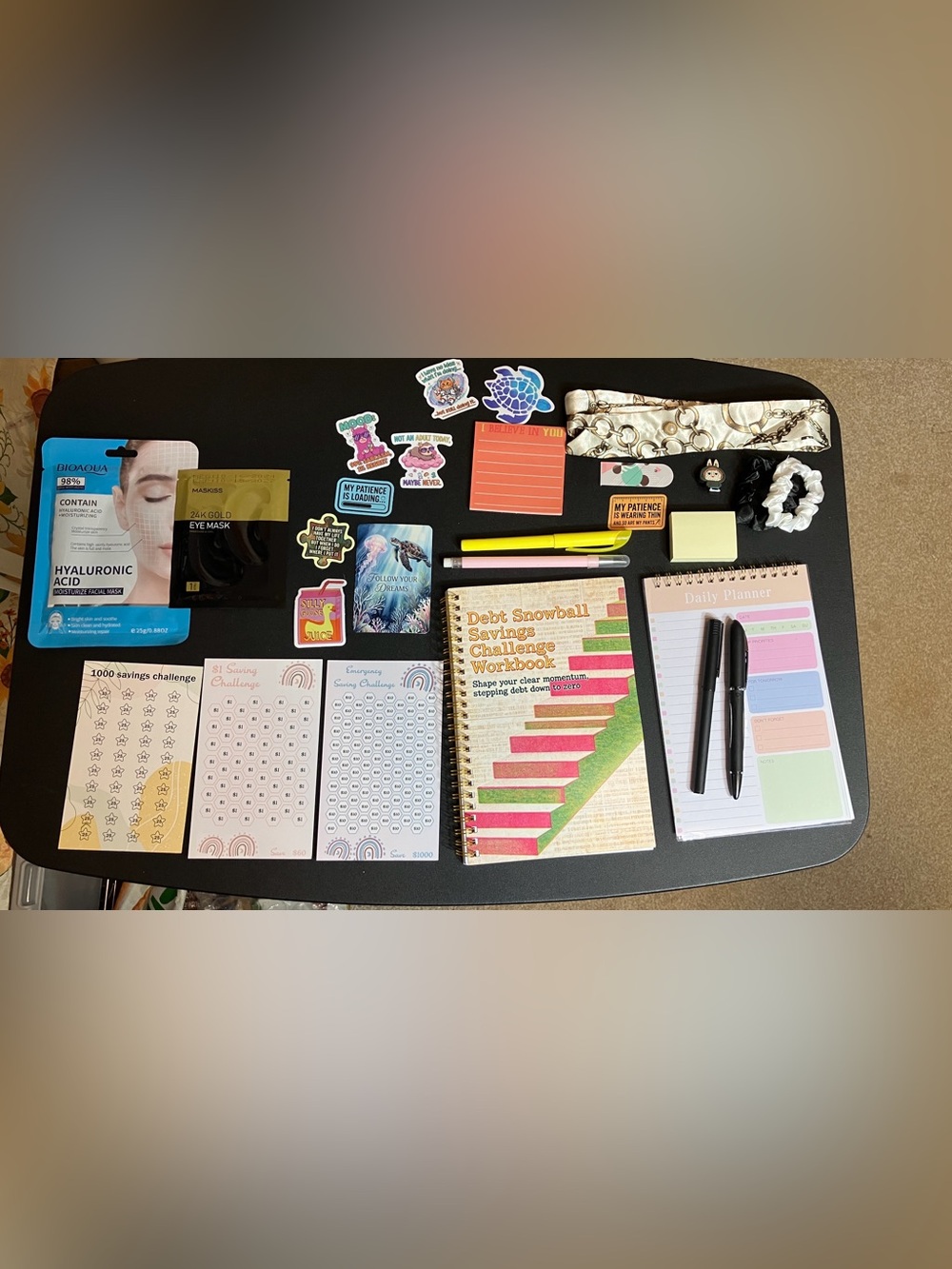 Debt Snowball Savings Challenge Workbook — Pink & Green Spiral Notebook